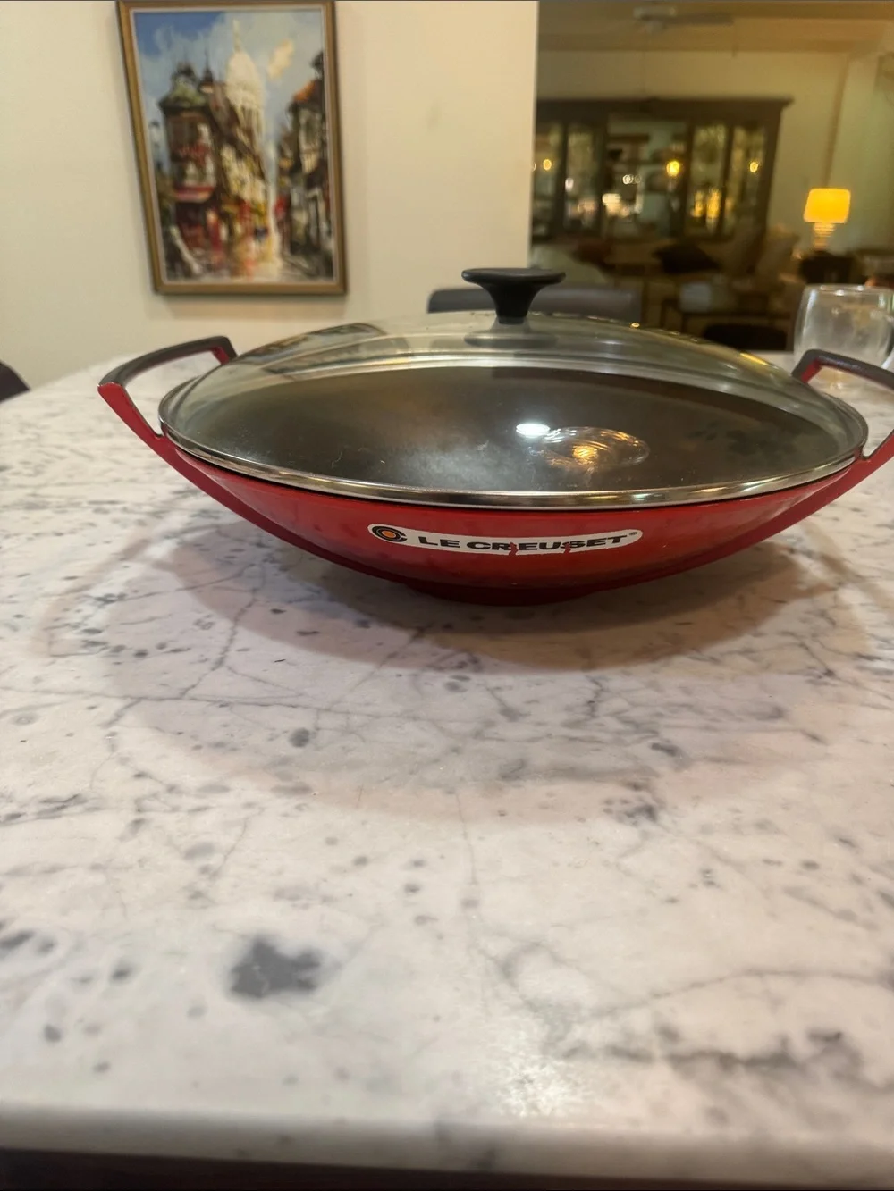 Le Creuset Red Cast Iron Wok